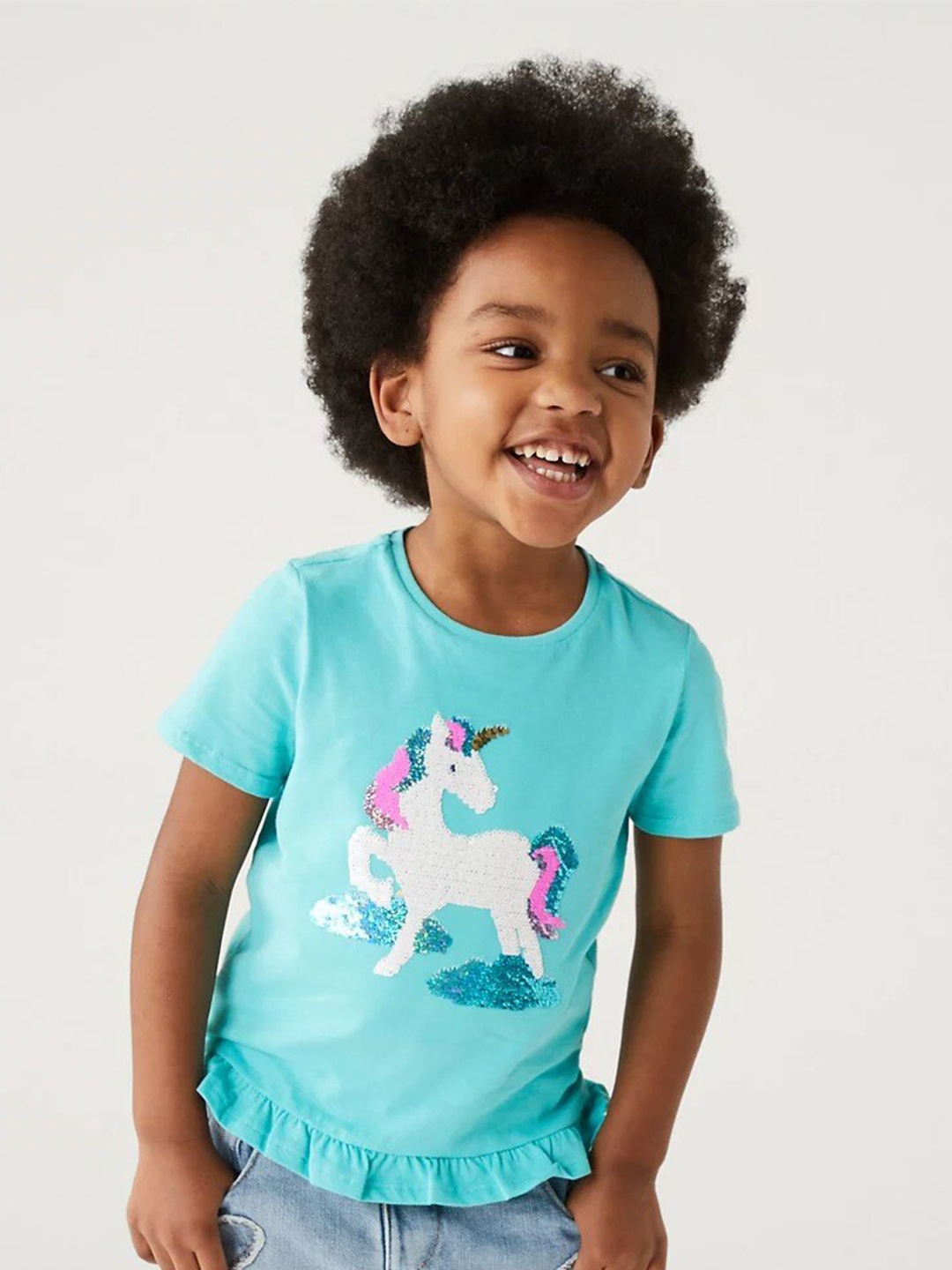 

Marks & Spencer Girls Embellished Pure Cotton T-shirt, Blue