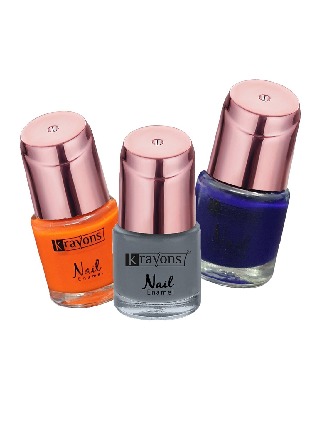 

krayons Set of 3 Crazy Long Lasting Gel Nail Enamel - 8 ml Each, Orange