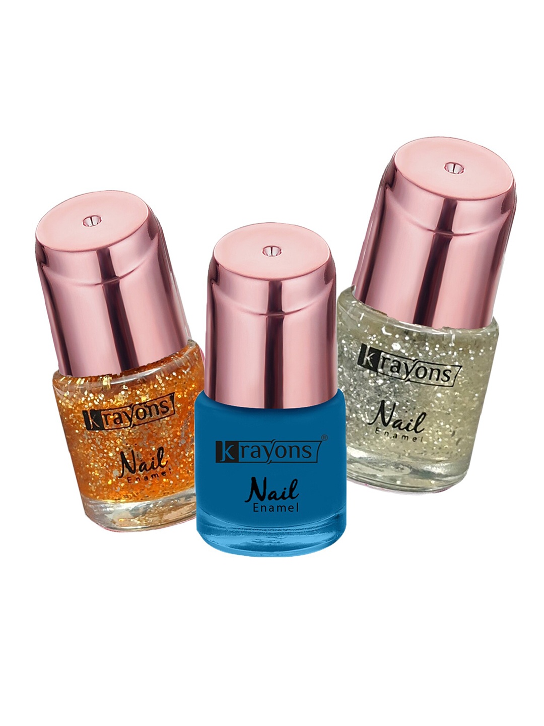 

krayons Set of 3 Crazy Long Lasting Gel Nail Enamel - 8 ml Each, Orange