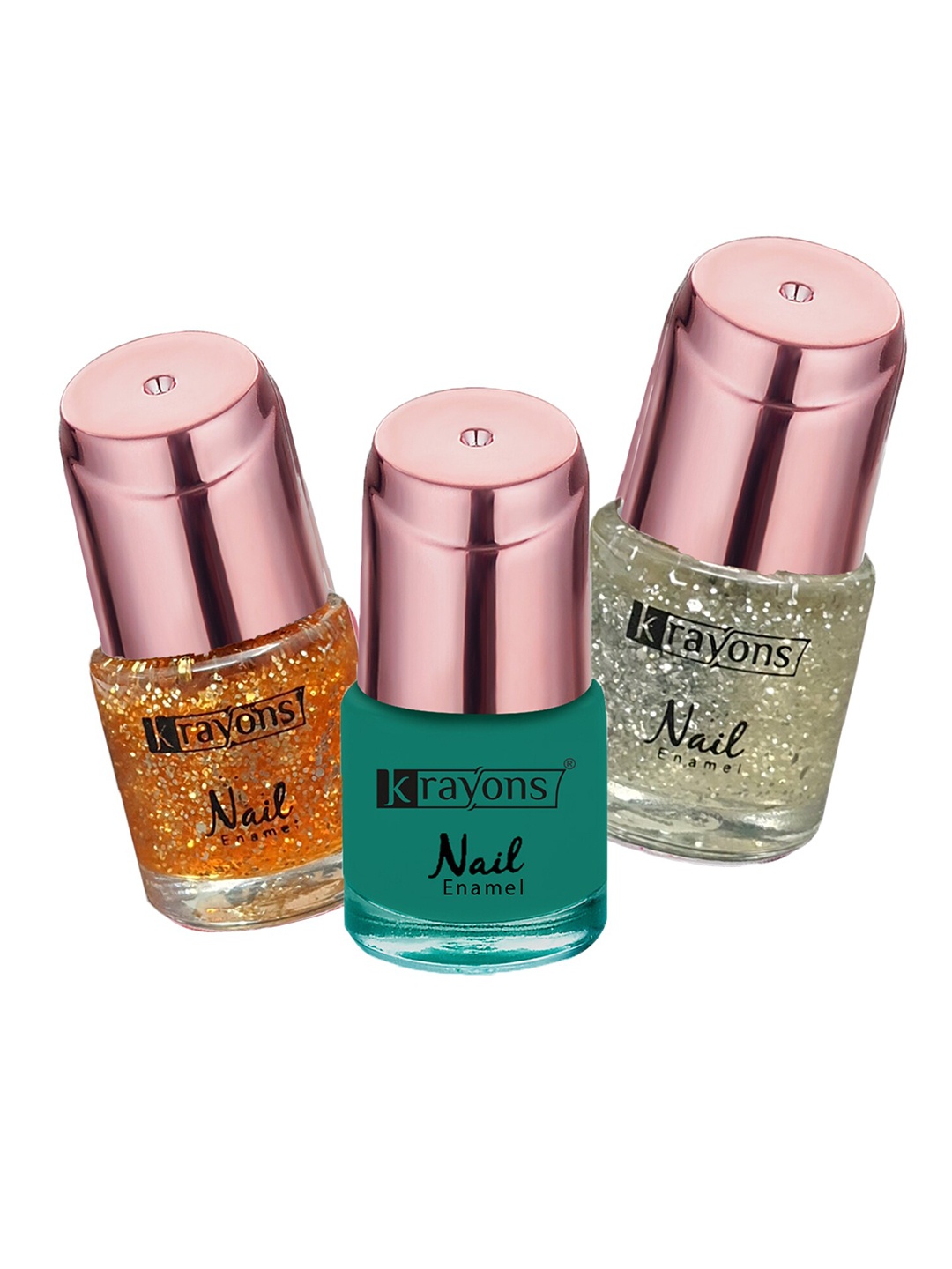 

krayons Set of 3 Crazy Long Lasting Gel Nail Enamel - 8 ml Each, Orange