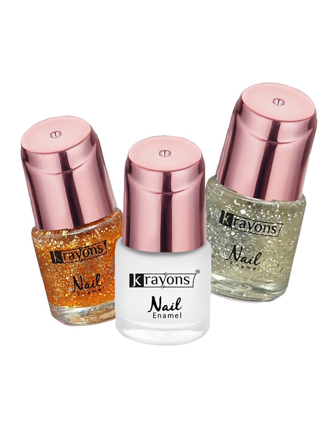 

krayons Set of 3 Crazy Long Lasting Gel Nail Enamel - 8 ml Each, White