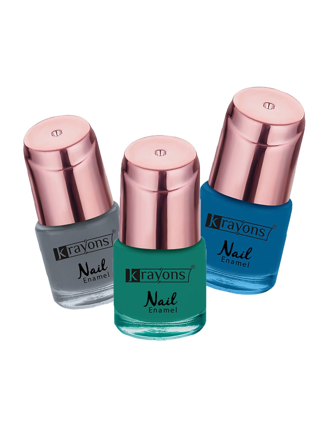 

krayons Set of 3 Crazy Long Lasting Gel Nail Enamel - 8 ml Each, Grey
