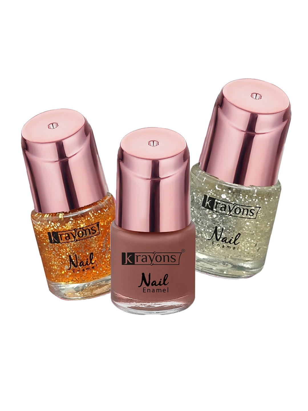 

krayons Set Of 3 Color Me Crazy Gel Long Lasting Nail Polish - 8ml Each, Gold