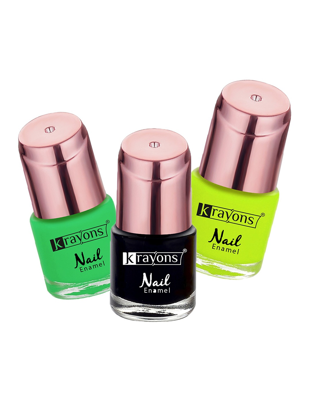 krayons Set of 3 Color Me Crazy Gel Long Lasting Nail Polish - 8 ml each, Black