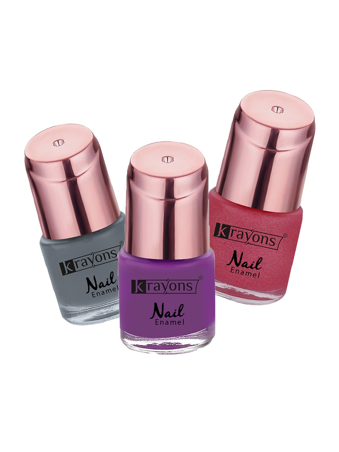 krayons Set of 3 Color Me Crazy Gel Long Lasting Nail Polish - 8 ml each, Purple