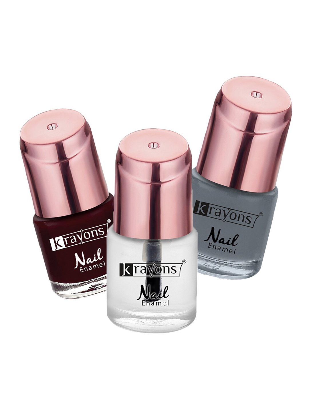 

krayons Set of 3 Color Me Crazy Gel Long Lasting Nail Polish - 8 ml each, Grey