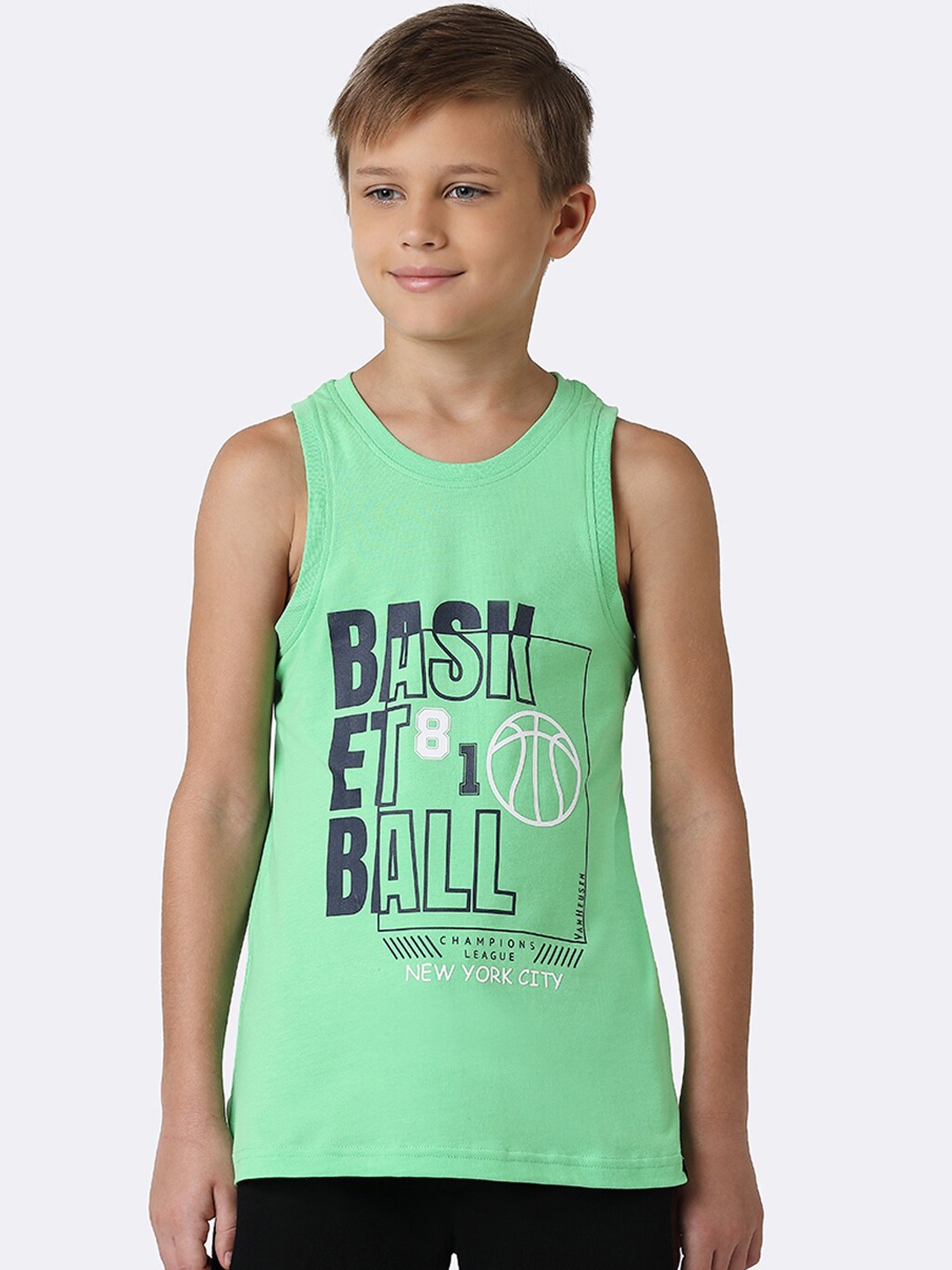 

Van Heusen Boys Printed Ultra Soft Pure Cotton Vest, Green