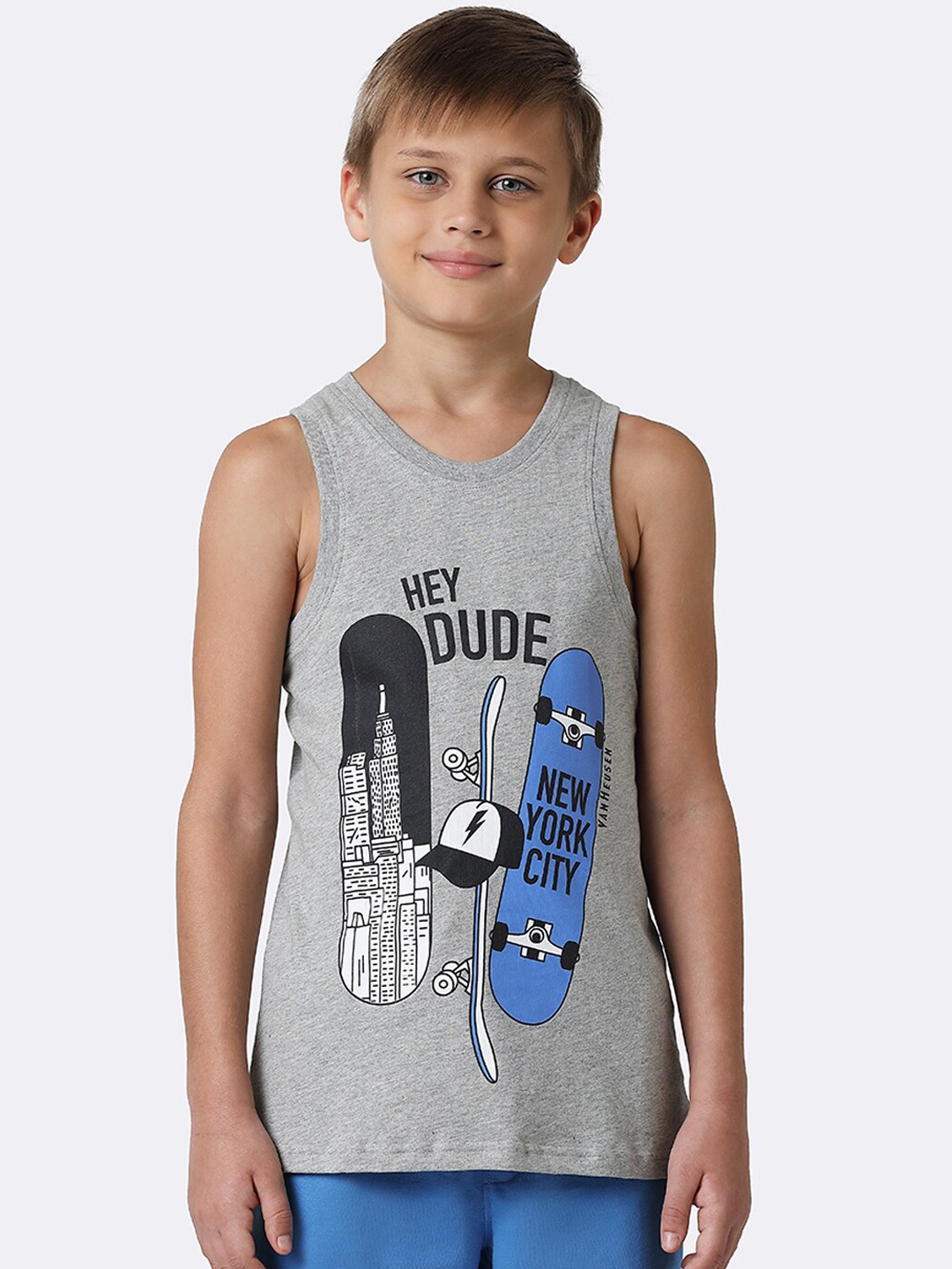 

Van Heusen Boys Printed Pure Cotton Tank Vest, Grey