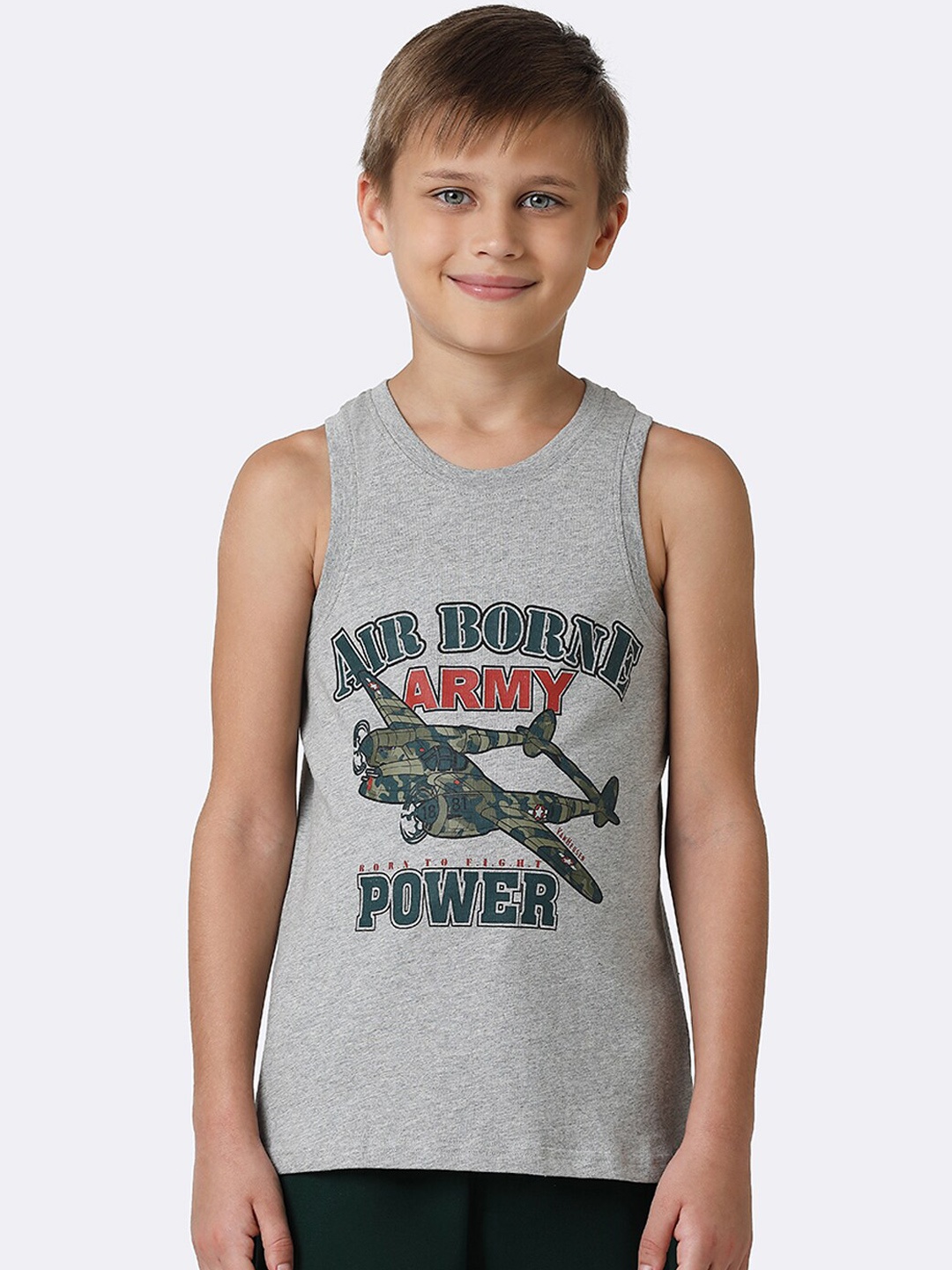 

Van Heusen Boys Printed Pure Cotton Innerwear Vests, Grey