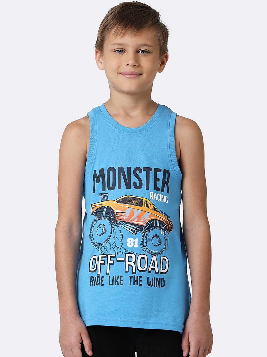

Van Heusen Boys Printed Pure Cotton Tank Vest, Blue