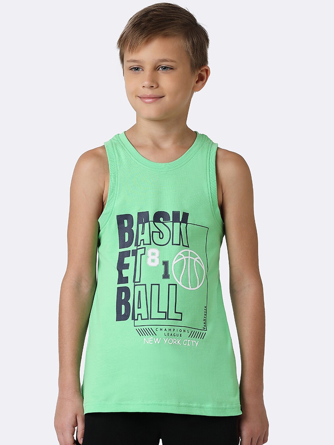 

Van Heusen Boys Graphic Printed Pure Cotton Tank Vest, Green