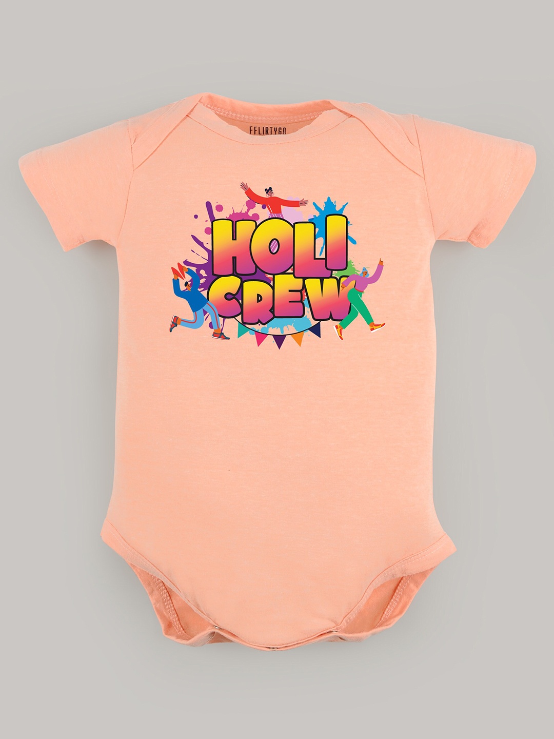 

FFLIRTYGO Infant Kids Printed Pure Cotton Bodysuit, Peach