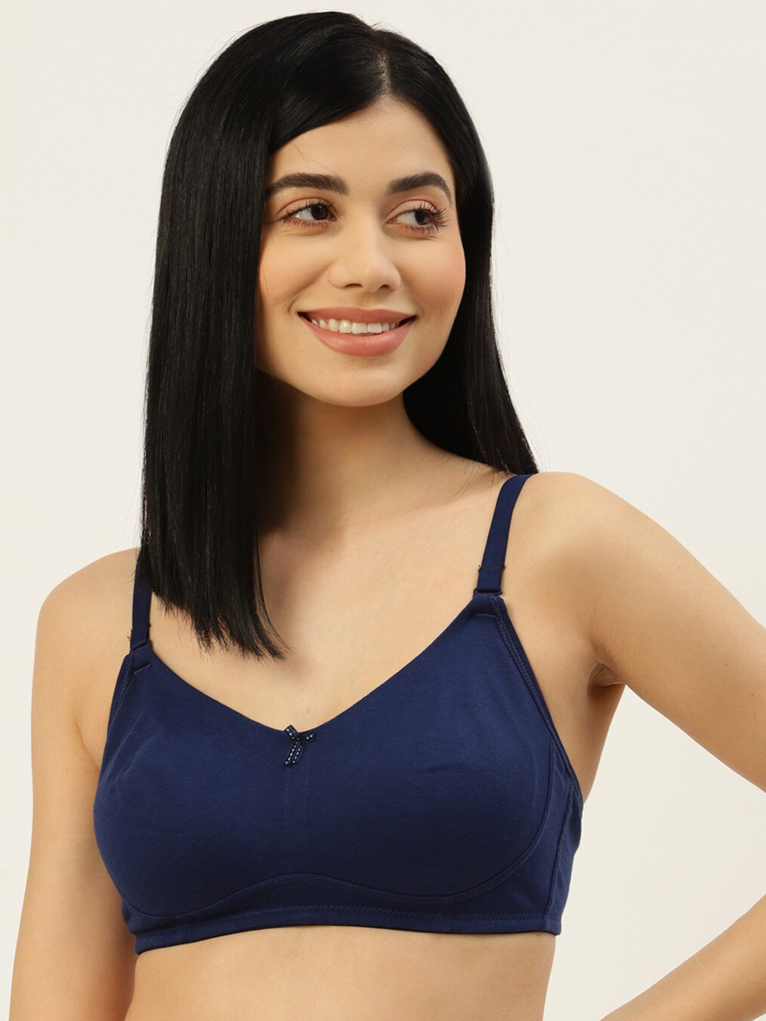 

The Roadster Lifestyle Co. All Day Comfort Pure-Cotton T-Shirt Bra, Navy blue