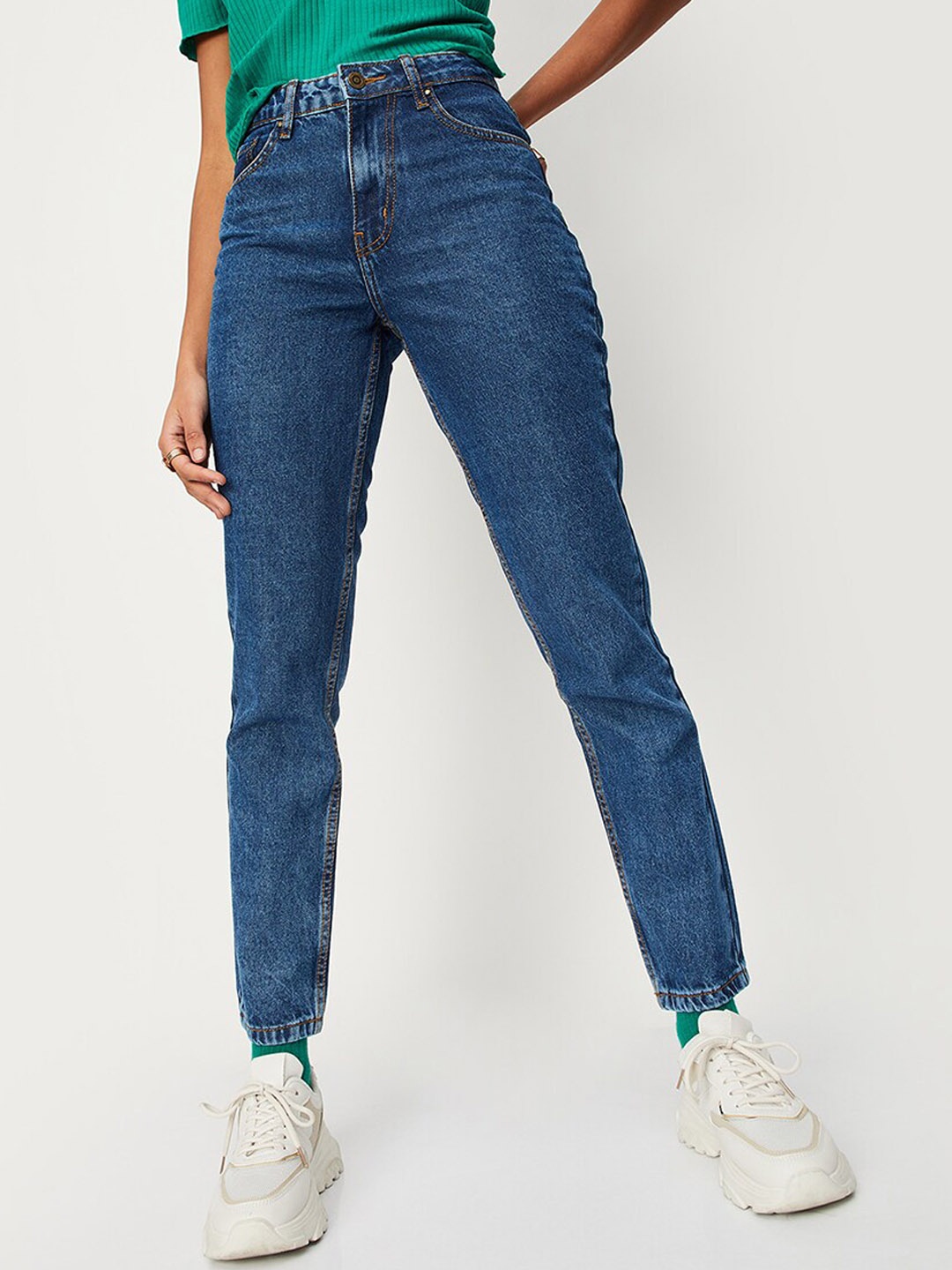 

max Women Slim Fit Cotton Jeans, Navy blue