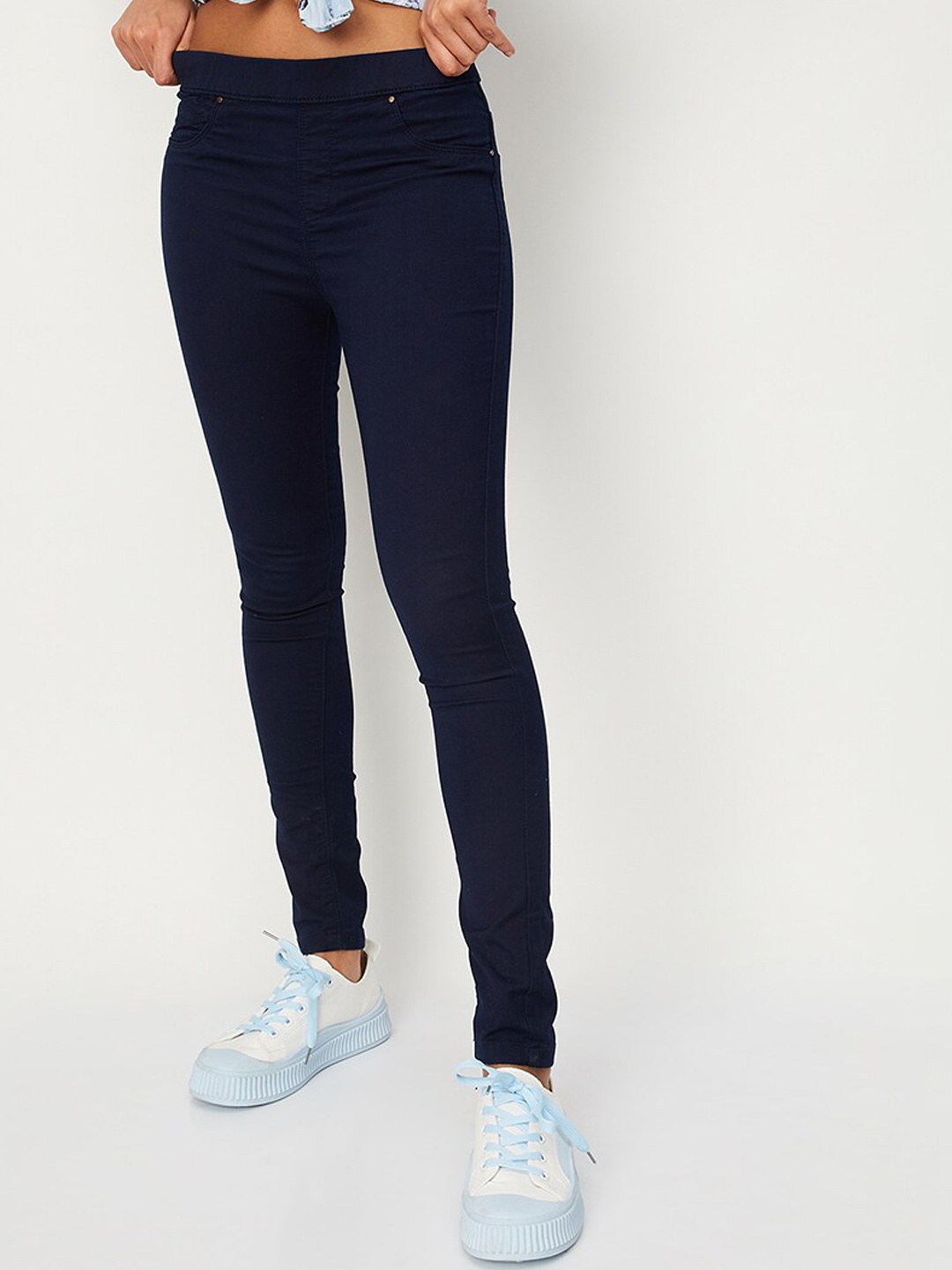 

max Women Stretchable Regular Fit Jeans, Navy blue