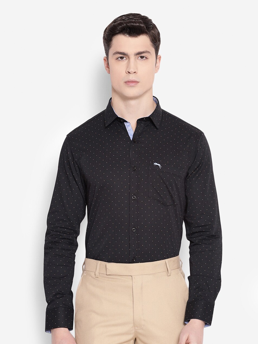 

JUMP USA Men Comfort Printed Pure Cotton Formal Shirt, Black