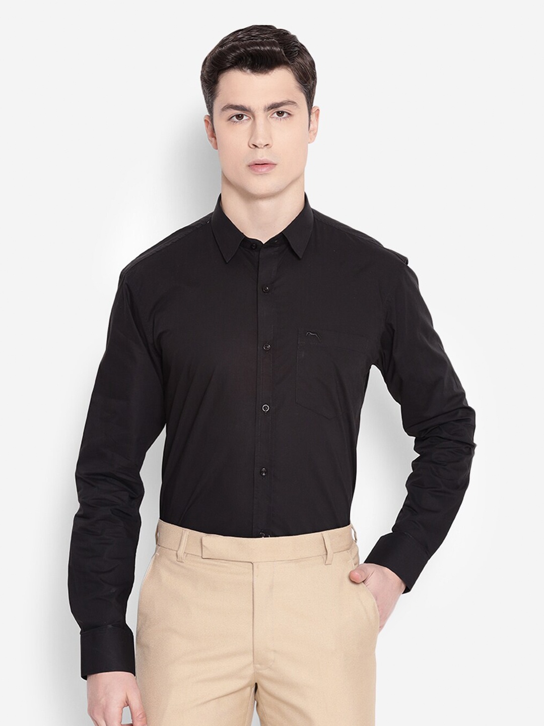 

JUMP USA Men Comfort Pure Cotton Formal Shirt, Black
