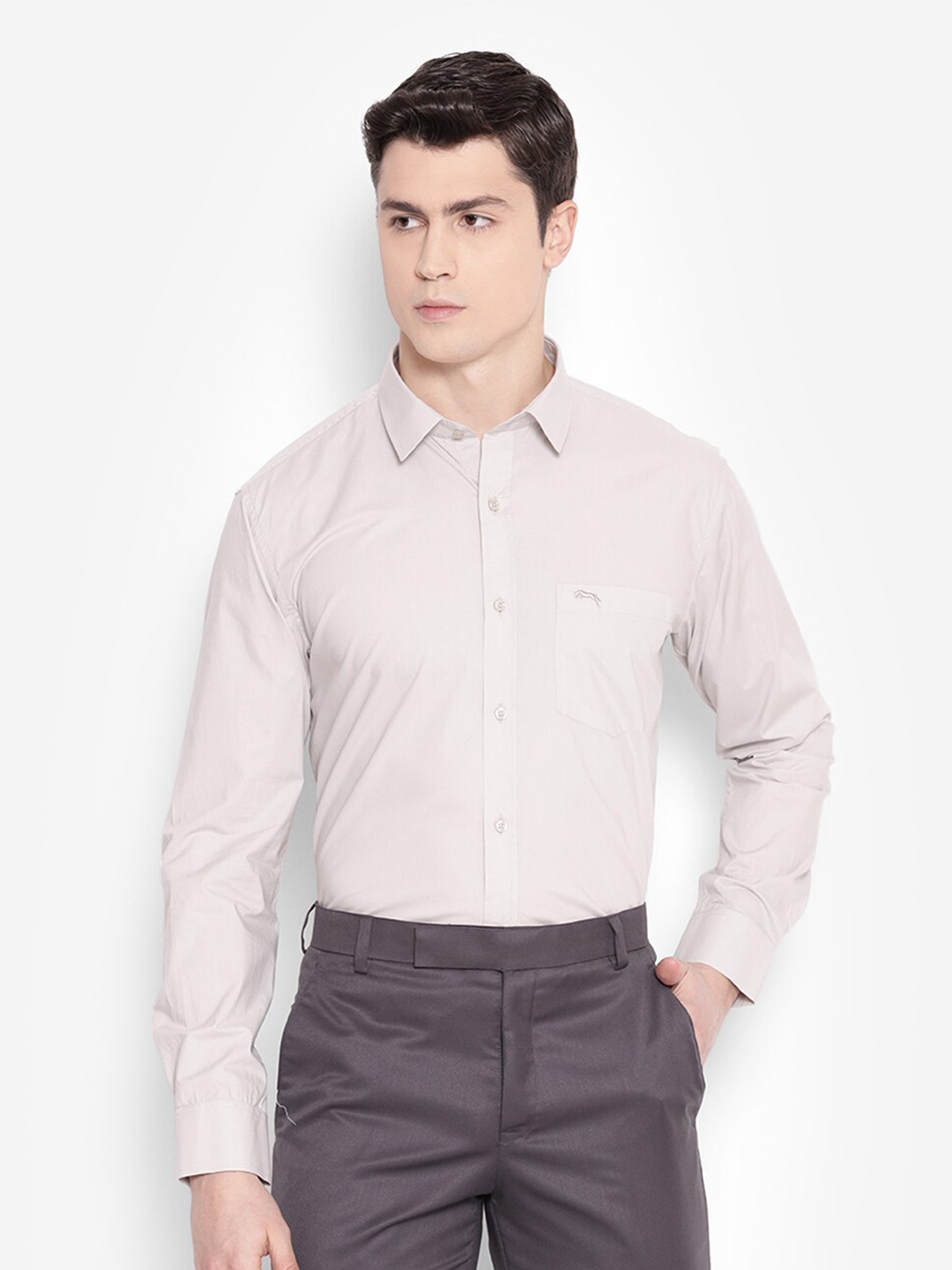 

JUMP USA Men Comfort Pure Cotton Formal Shirt, Grey