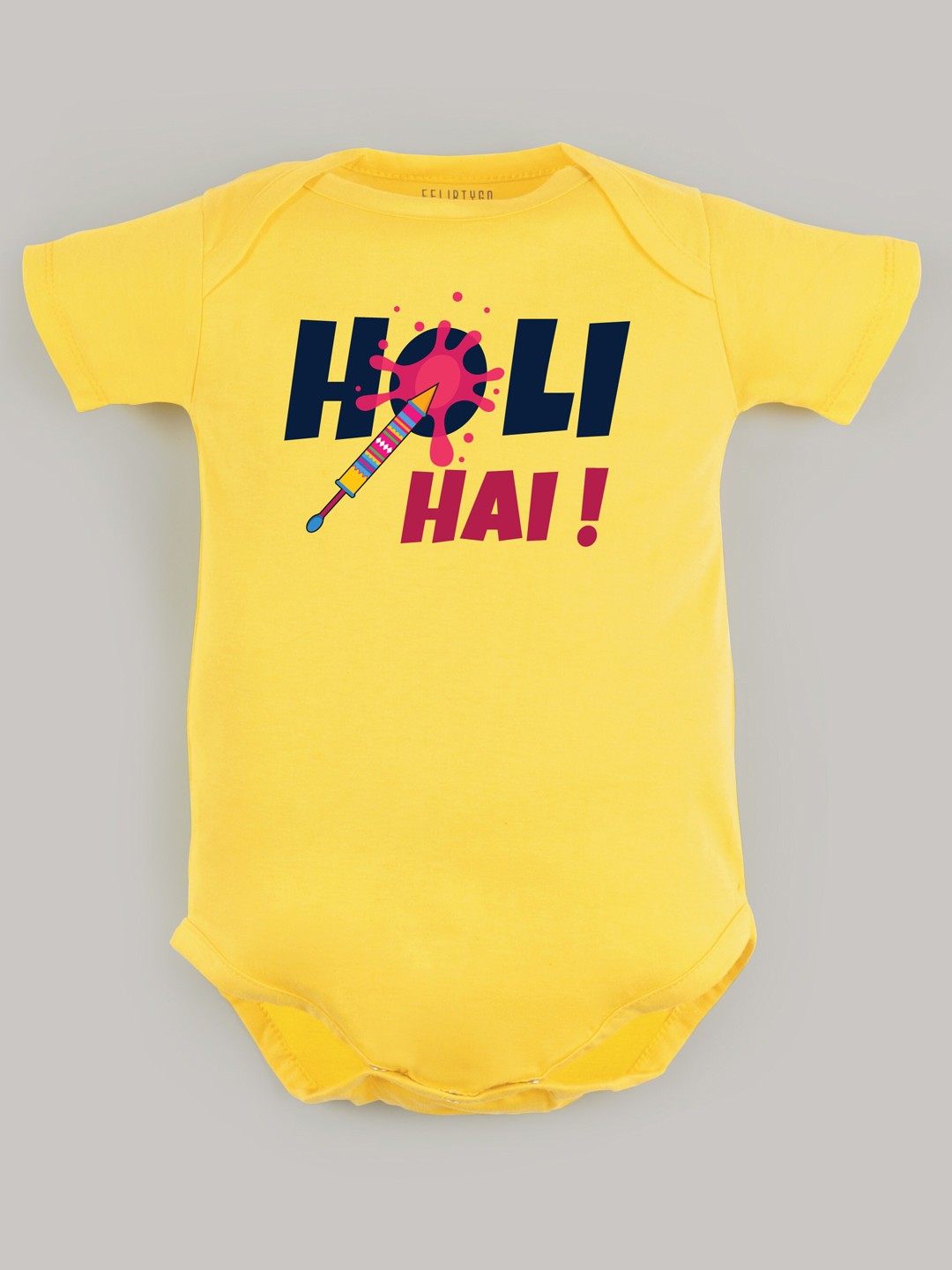 

FFLIRTYGO Infant Printed Pure Cotton Romper, Yellow