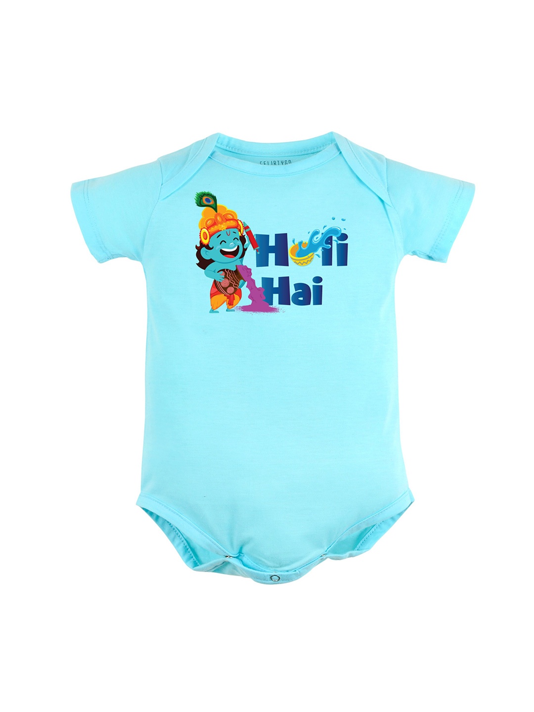 

FFLIRTYGO Infant Kids Printed Pure Cotton Bodysuit, Turquoise blue