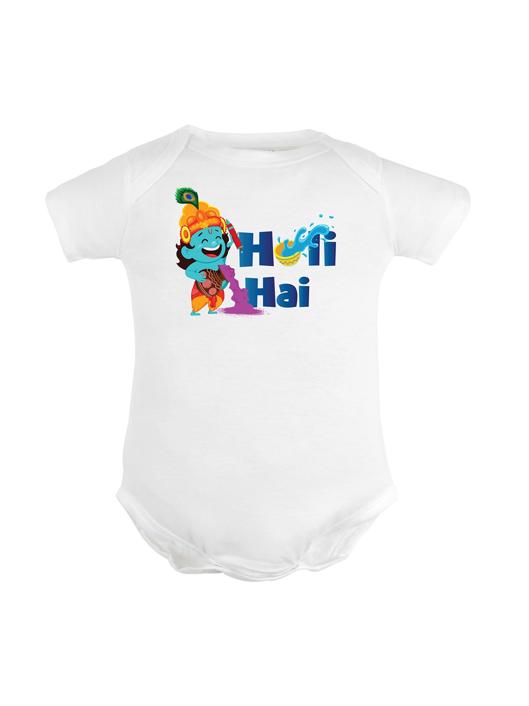 

FFLIRTYGO Infant Kids Holi Hai Printed Pure Cotton Bodysuit, White