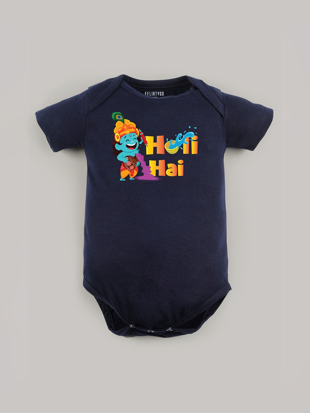 

FFLIRTYGO Infants Kids Printed Pure Cotton Bodysuit, Navy blue