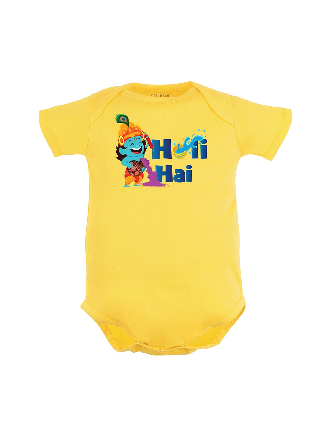 

FFLIRTYGO Infants Kids Printed Pure Cotton Bodysuit, Yellow