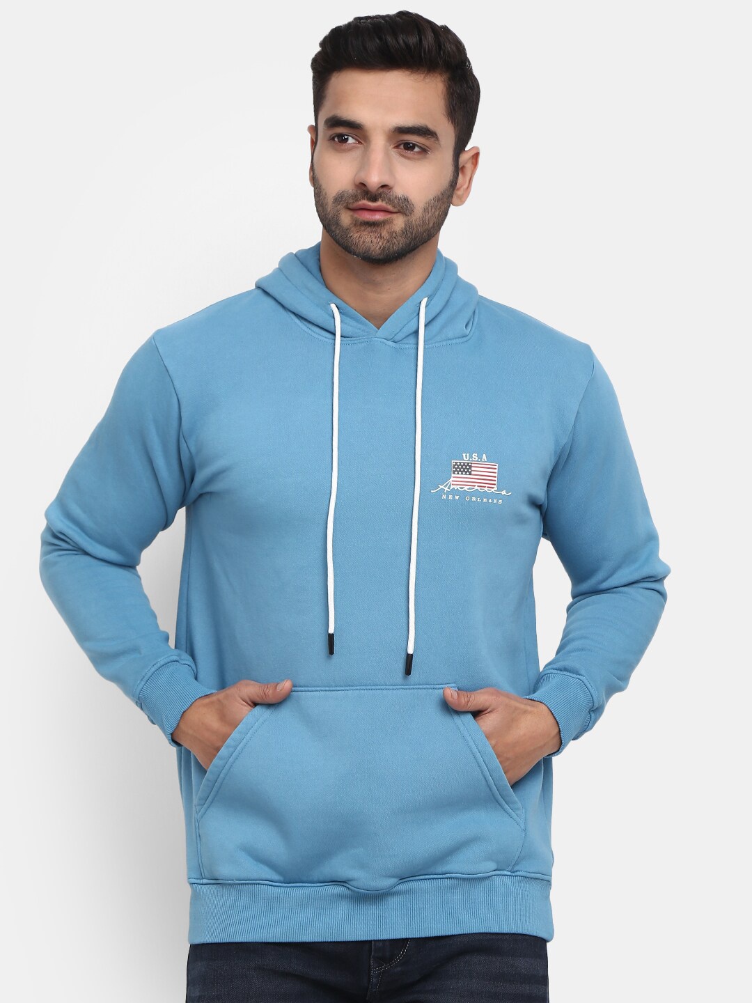 

V-Mart Men Hooded Sweatshirt, Blue