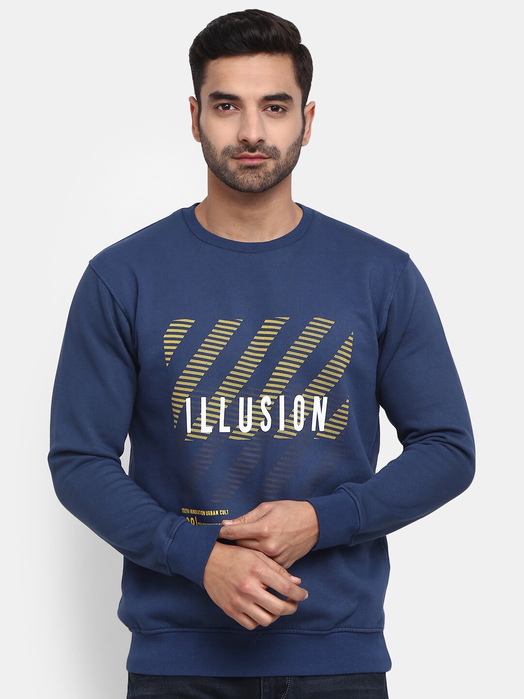 

V-Mart Men Printed Cotton Sweatshirt, Blue