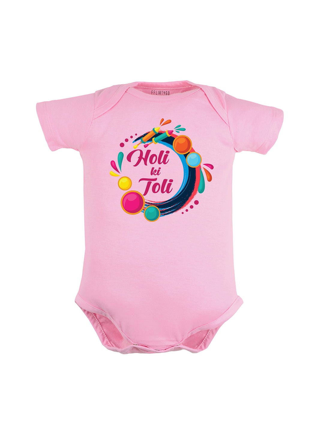 

FFLIRTYGO Infants Holi Printed Pure Cotton Bodysuit, Pink