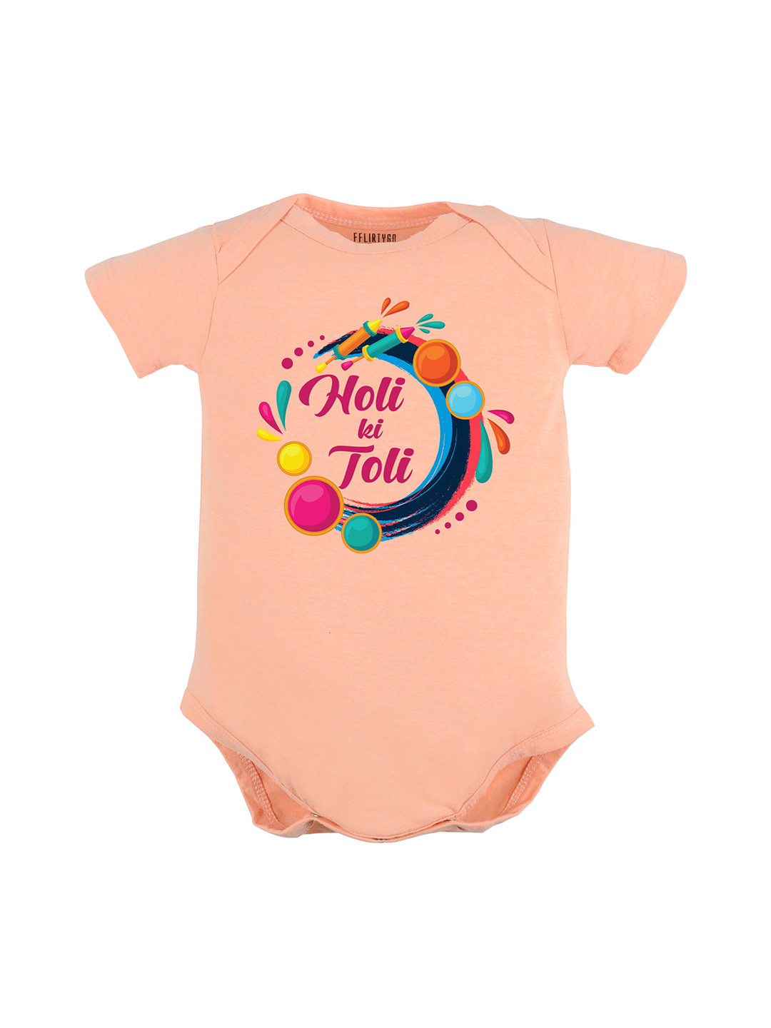 

FFLIRTYGO Infants Holi Printed Pure Cotton Bodysuit, Peach