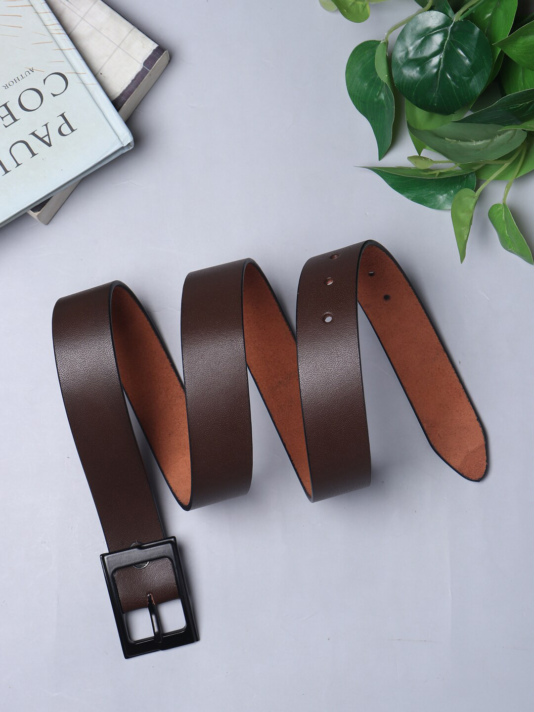 

Elite Crafts Men Leather Wide Formal Belt, Brown