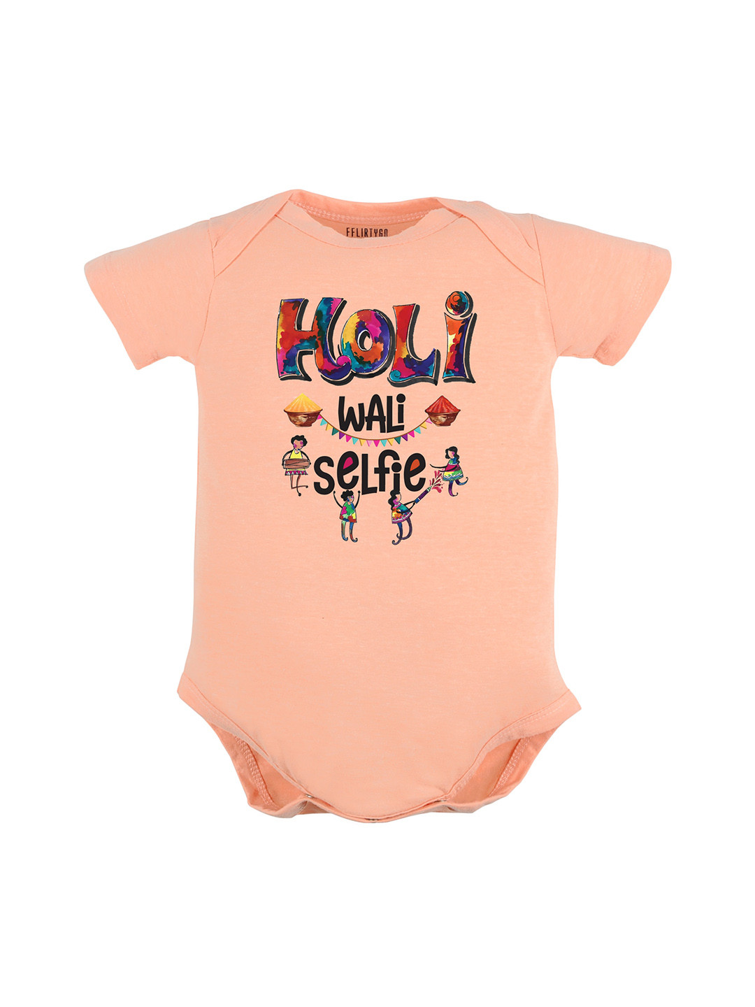 

FFLIRTYGO Kids Printed Pure Cotton Romper, Peach