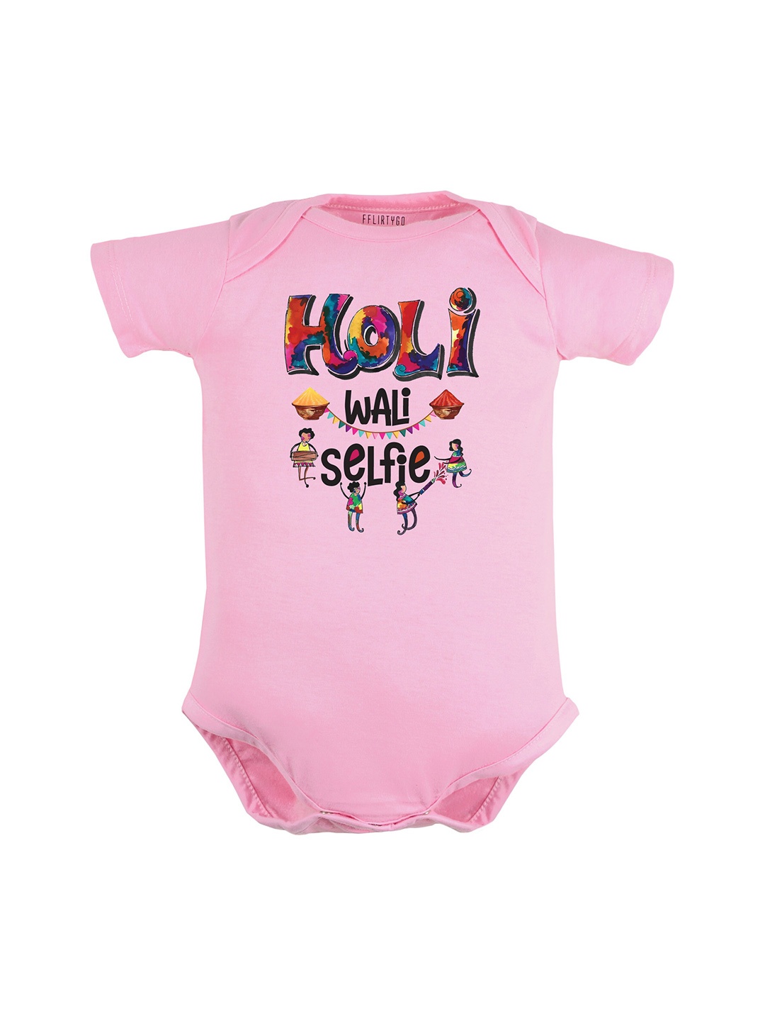 

FFLIRTYGO Infants Holi Printed Pure Cotton Bodysuit, Pink