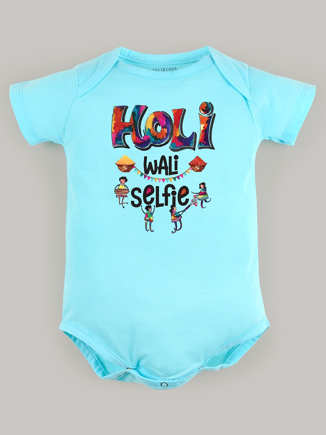 

FFLIRTYGO Infant Kids Printed Pure Cotton Bodysuit, Turquoise blue