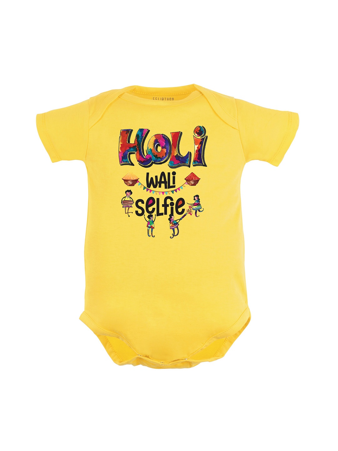 

FFLIRTYGO Infant Kids Printed Pure Cotton Bodysuit, Yellow
