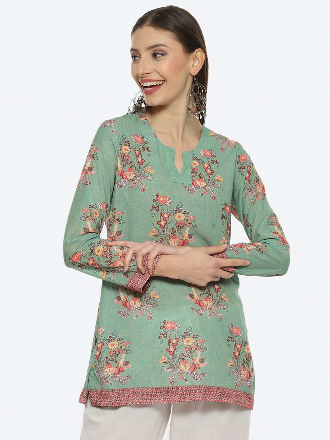 

Biba Women Floral Printed Kurti, Green