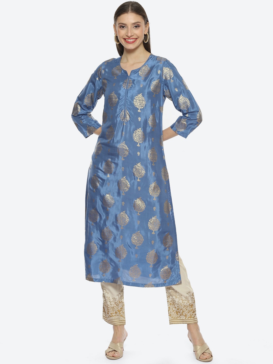 

Biba Women Ethnic Motifs Printed Kurta, Blue