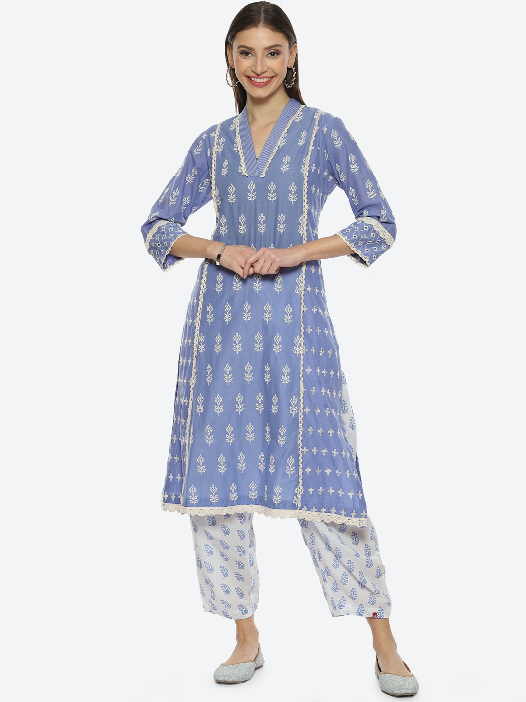 

Biba Women Ethnic Motifs Printed Kurta, Blue