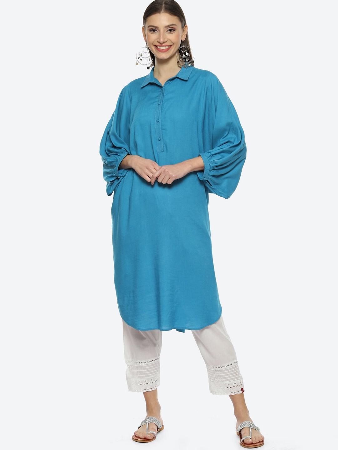 

Biba Women Thread Work Pathani Kurta, Blue