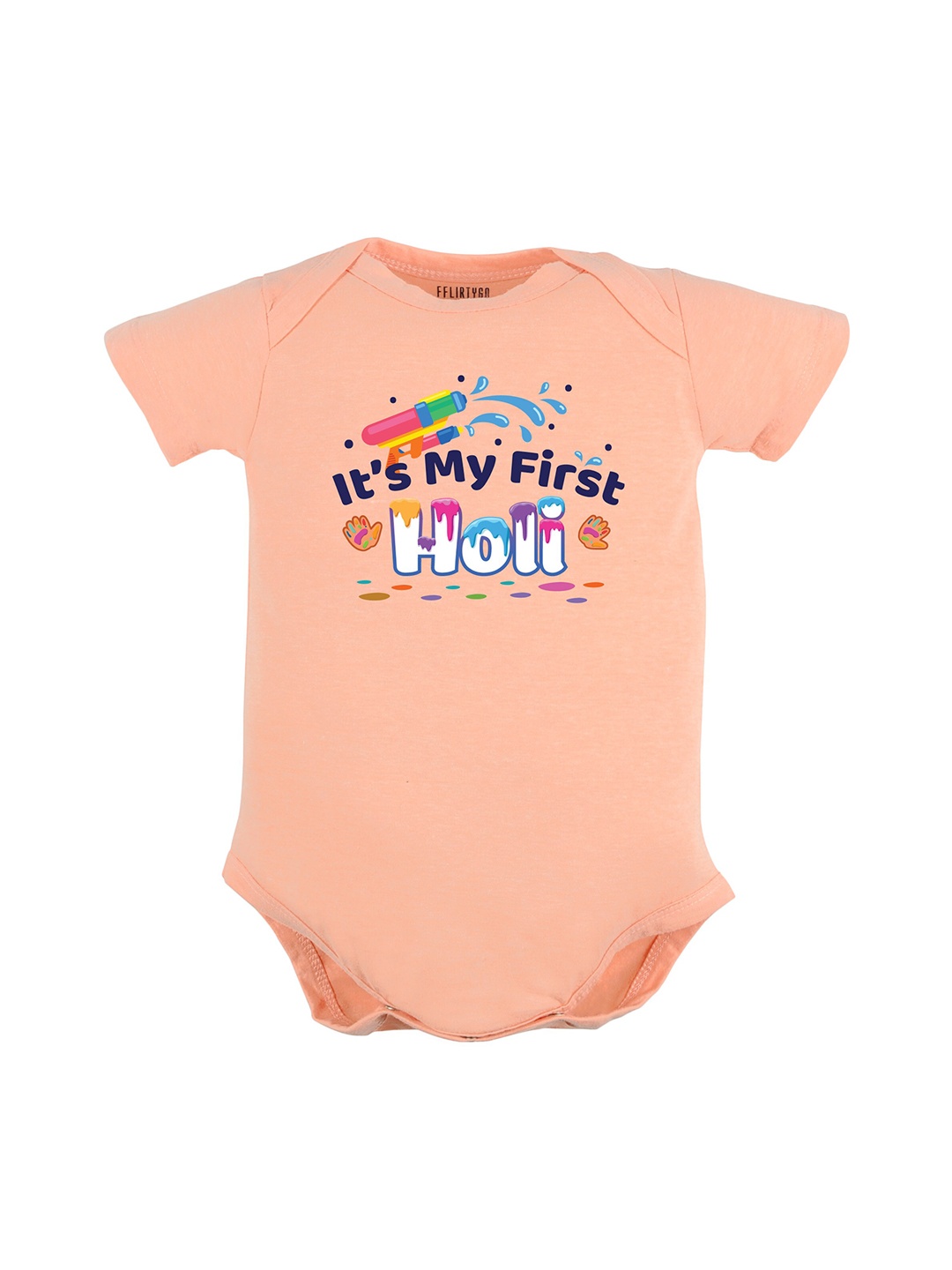 

FFLIRTYGO Infant Printed Pure Cotton Romper, Peach