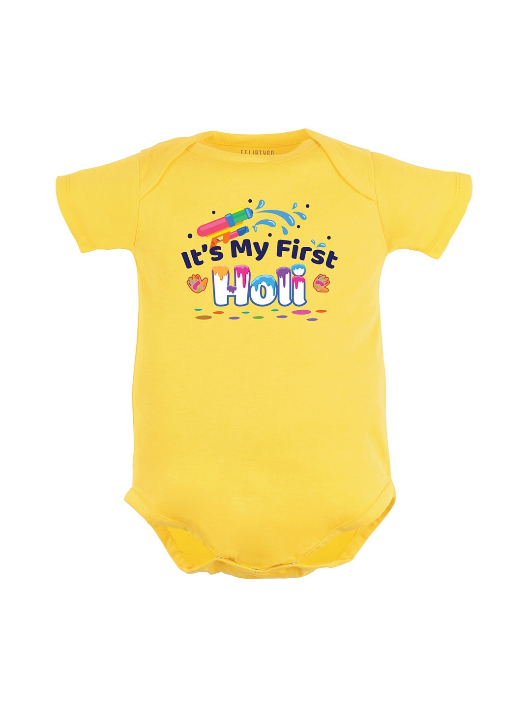 

FFLIRTYGO Infant Printed Pure Cotton Bodysuit, Yellow