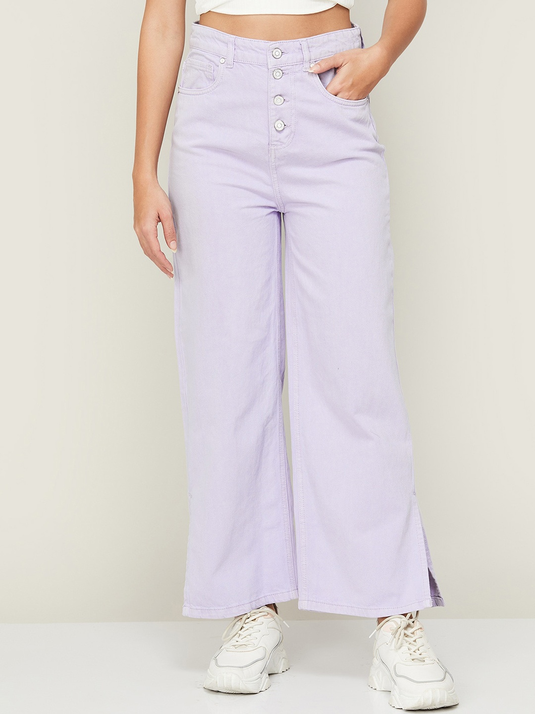 

Ginger by Lifestyle Women Mid Rise Regular Fit Stretchable Cotton Jeans, Lavender