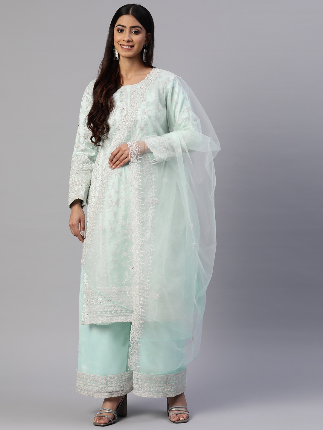 

Readiprint Fashions Embroidered Semi-Stitched Dress Material, Sea green