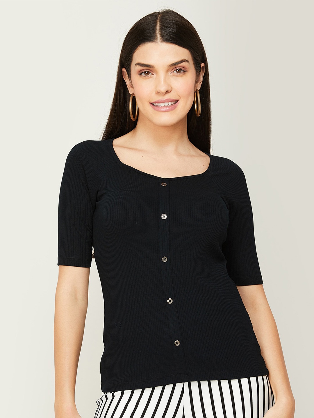 

CODE by Lifestyle Round Neck Top, Black