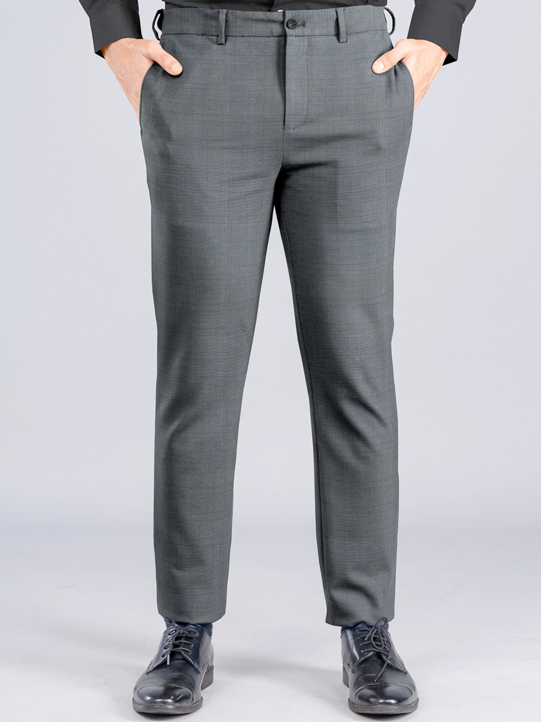 

The Pant Project Men Tailored Slim Fit Wrinkle Free Trousers, Grey