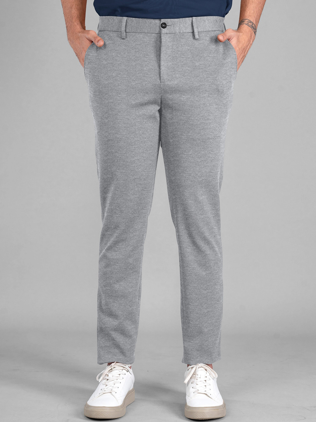 

The Pant Project Men Tailored Slim Fit Wrinkle Free Trousers, Grey