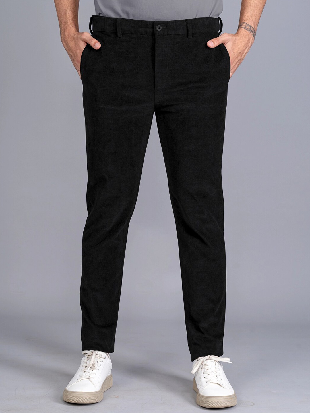 

The Pant Project Men Tailored Slim Fit Corduroy Trousers, Black