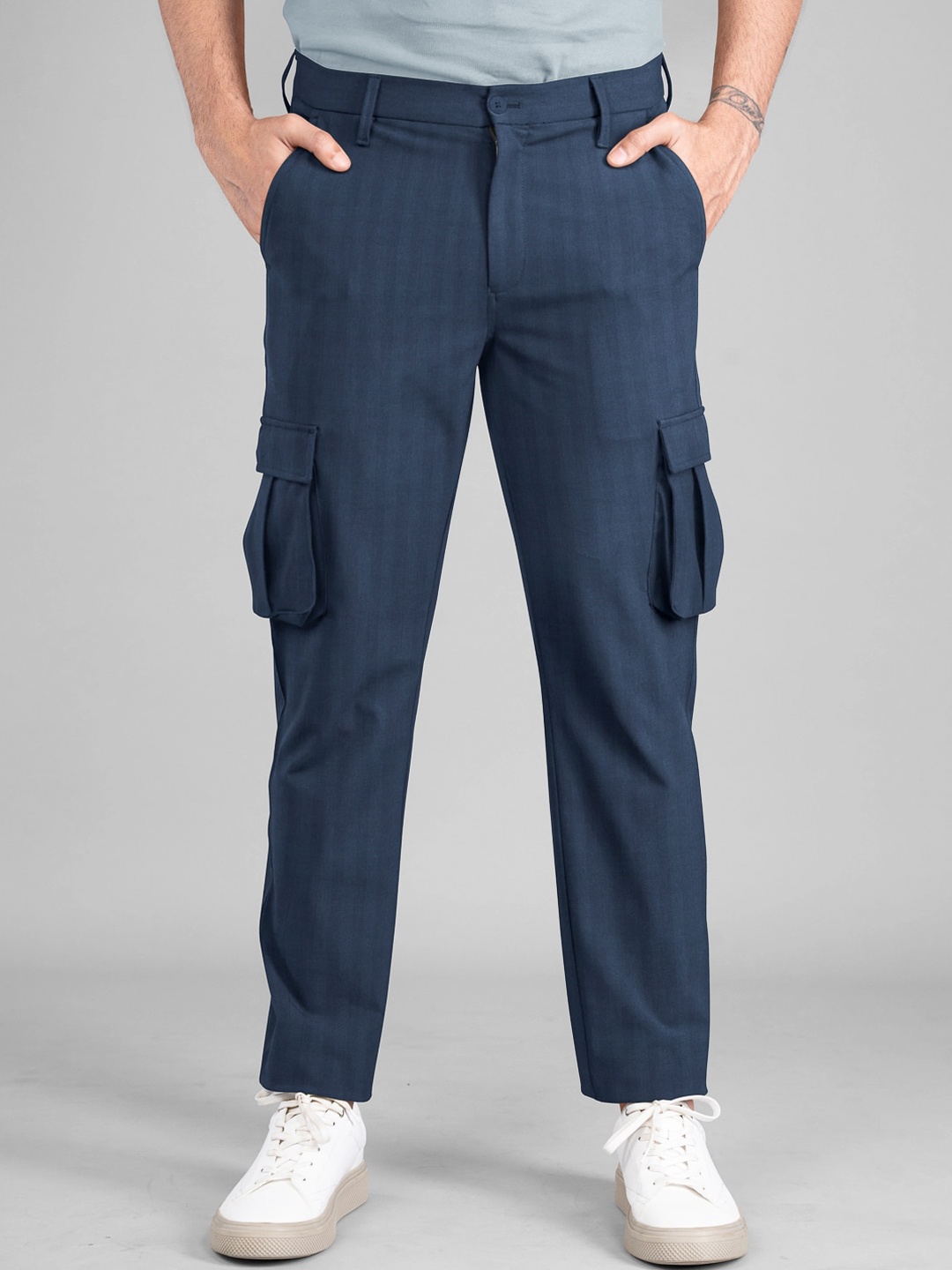 

The Pant Project Men Tailored Slim Fit Wrinkle Free Cargos, Blue