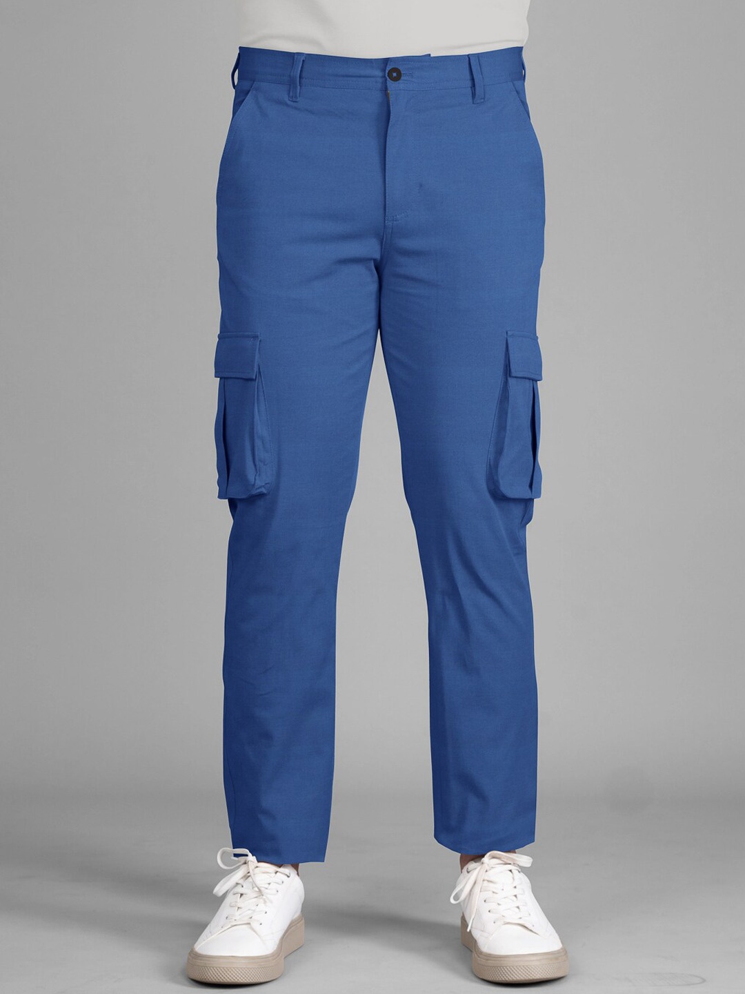 

The Pant Project Men Tailored Slim Fit Stretchable Cargos Trousers, Blue